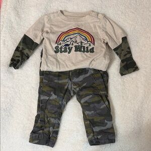 Garanimals Beige Baby Top and Camo Pants
